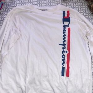 White ,Navy blue , red champion long sleeve shirt